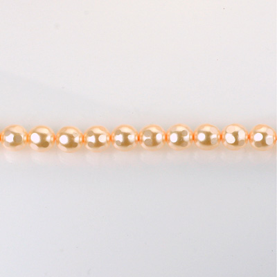 Czech Glass Pearl Bead - Round Faceted Golf 4MM LT ROSE 70424