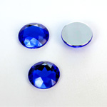 Plastic Flat Back Foiled Rose Cut Rhinestone - Round 15MM SAPPHIRE