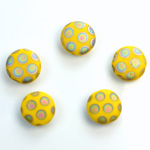 Pressed Glass Peacock Bead - Round 11MM MATTE YELLOW