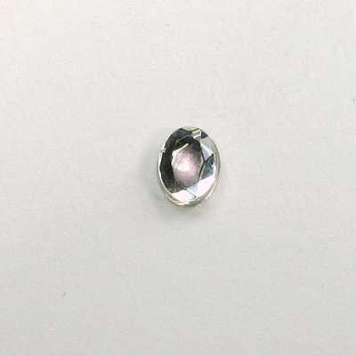 Glass Flat Back Rose Cut Faceted Foiled Stone - Oval 08x6MM CRYSTAL