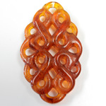 Italian Plastic Carved & Pierced Pendant - Oval 56x3MM4MM TORTOISE