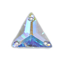 Preciosa Crystal Flat Back 3-Hole Sew-On Foiled Stone - Triangle 16MM CRYSTAL AB