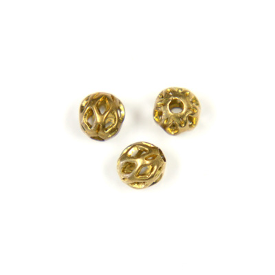 Brass Machine Made Bead - Diamond Cage Round 04MM RAW BRASS