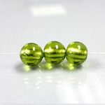 Czech Glass Lampwork Bead - Smooth Round 10MM OLIVINE SILVER LINED