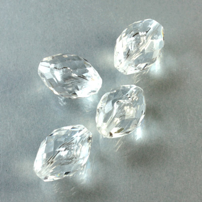 German Plastic Bead - Transparent Faceted Oval 16x11MM CRYSTAL