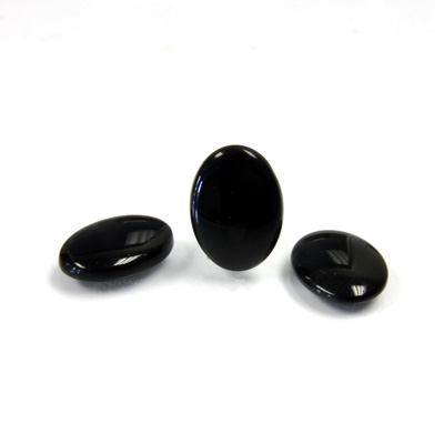Glass Low Dome Buff Top Cabochon - Oval 14x10MM JET