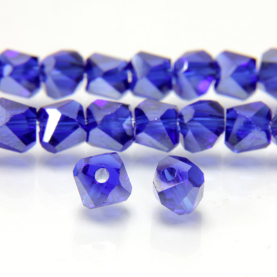 Chinese Cut Crystal Bead Diagonal Drilled - Bicone 05MM DARK SAPPHIRE LUMI COAT