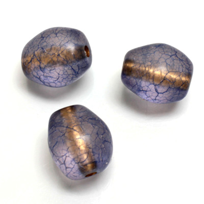 Plastic Bead - Bronze Lined Veggie Color Baroque 17x15MM MATTE SAPPHIRE