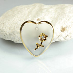 Glass Engraved Intaglio Flower Pendant with Chaton Insert - Heart 18MM MATTE CRYSTAL with GOLD