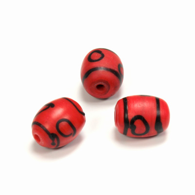 Indian Glass Lampwork Bead - Oval Smooth 16x13MM MATTE RED