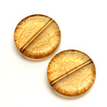 Plastic Bead - Bronze Lined Veggie Color Smooth Flat Round 22MM MATTE TOPAZ