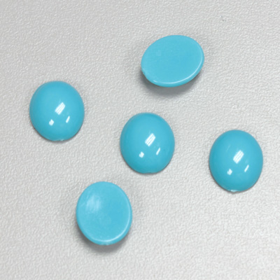 Plastic Flat Back Opaque Cabochon - Oval 12x10MM TURQUOISE