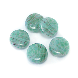 Japanese Glass Buff Top Single Bevel Cabochon - Round 11MM MOSS AGATE