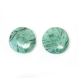 Japanese Glass Buff Top Single Bevel Cabochon - Round 15MM MOSS AGATE