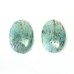 Japanese Glass Buff Top Single Bevel Cabochon - Oval 18x13MM MOSS AGATE