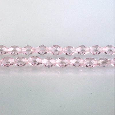 Czech Glass Fire Polish Bead - Oval 06x4MM LT PINK