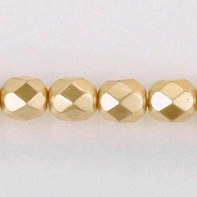 Czech Glass Pearl Faceted Fire Polish Bead - Round 08MM GOLD 70486