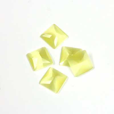 Fiber-Optic Flat Back Stone - Faceted checkerboard Top Square 8x8MM CAT'S EYE YELLOW