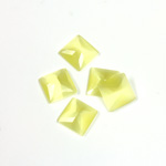 Fiber-Optic Flat Back Stone - Faceted checkerboard Top Square 8x8MM CAT'S EYE YELLOW