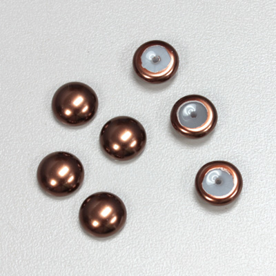 Glass Medium Dome Pearl Dipped Cabochon - Round 09MM DARK BROWN