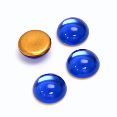 Glass Medium Dome Foiled Cabochon - Round 13MM SAPPHIRE