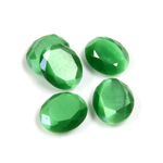 Fiber-Optic Flat Back Stone with Faceted Top and Table - Oval 12x10MM CAT'S EYE GREEN