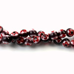 Glass Millefiori Bead - Round 06MM BLACK WHITE RED (29)