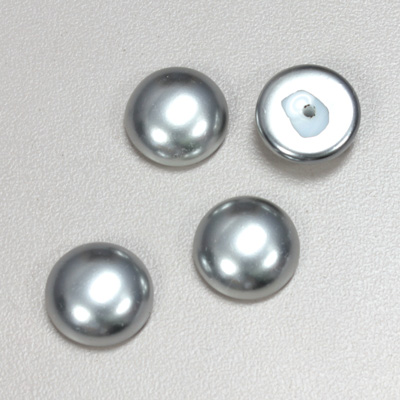 Glass Medium Dome Pearl Dipped Cabochon - Round 14MM LIGHT GREY