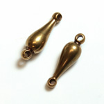 Machine Made Brass Pendant with 2-Loops Pear Fancy 16x5MM RAW Unplated