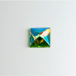 Glass Flat Back Foiled Rauten Rose - Square  10x10MM PERIDOT AB