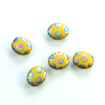 Pressed Glass Peacock Bead - Oval 10x8MM MATTE YELLOW