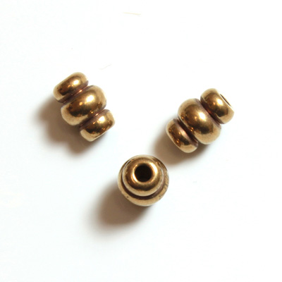 Brass Bead - Lead Safe Machine Made - Fancy Tube 06x5MM RAW BRASS