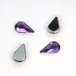 Plastic Flat Back Foiled Rose Cut Rhinestone - Pear 13x8MM AMETHYST