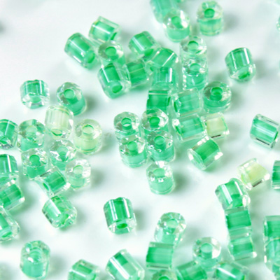 Czech Glass Seed Bead - 2 Cut Hex 9/0 CRYSTAL GREEN 38156