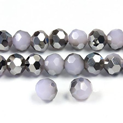 Chinese Cut Crystal Bead 32 Facet - Round 06MM PURPLE with HALF SILVER