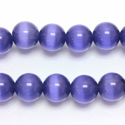 Fiber-Optic Synthetic Bead - Cat's Eye Smooth Round 10MM CAT'S EYE TANZANITE