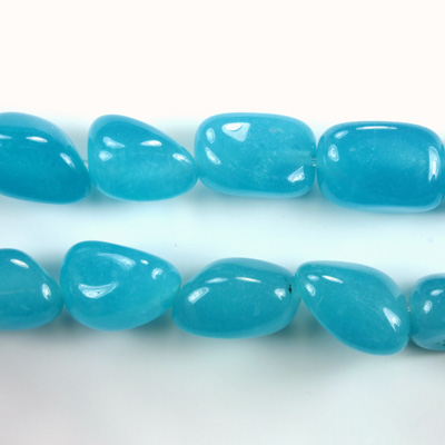 Gemstone Bead - Smooth Nugget 15x11MM Dyed QUARTZ Col. 30 AQUA