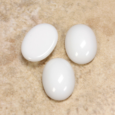 Glass Medium Dome Opaque Cabochon - Oval 18x13MM CHALKWHITE