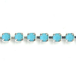 Preciosa MAXIMA Crystal Rhinestone Cup Chain - PP18 (SS8.5) TURQUOISE-SILVER