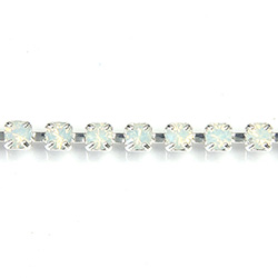 Preciosa MAXIMA Crystal Rhinestone Cup Chain - PP14 (SS6.5) WHITE OPAL-SILVER