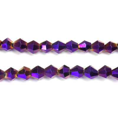 Chinese Cut Crystal Bead - Bicone 04x4MM PURPLE METALLIC