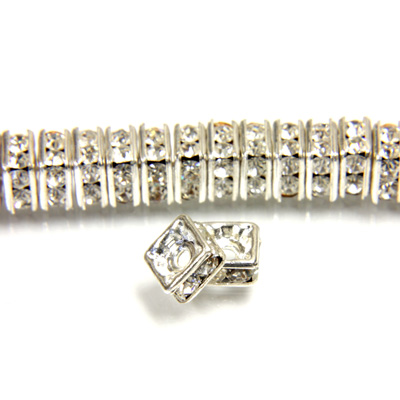 Czech Rhinestone Rondelle - Square 04.5MM CRYSTAL-SILVER