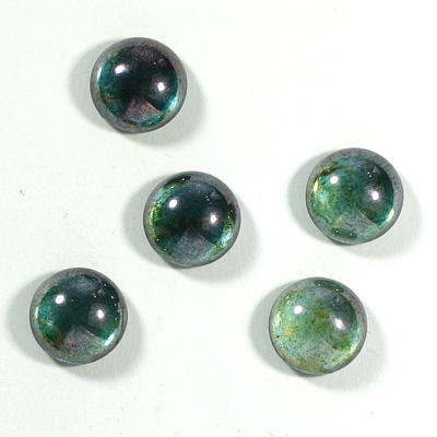 Glass Medium Dome Coated Cabochon - Round 11MM LUSTER GREEN