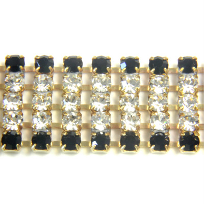 Preciosa Rhinestone Chain - 5 Row PP18 JET-CRYSTAL-RAW