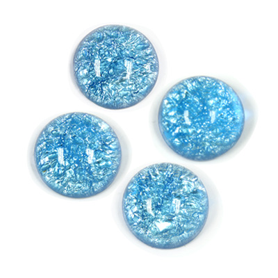 Glass Medium Dome Lampwork Cabochon - Round 15MM AQUA OPAL (05143)