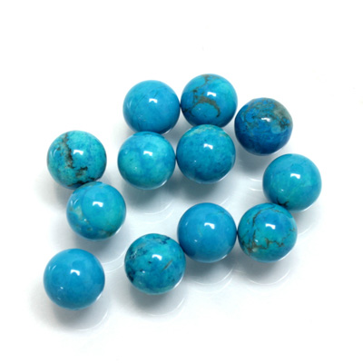 Gemstone No-Hole Ball - 08MM HOWLITE DYED TURQUOISE