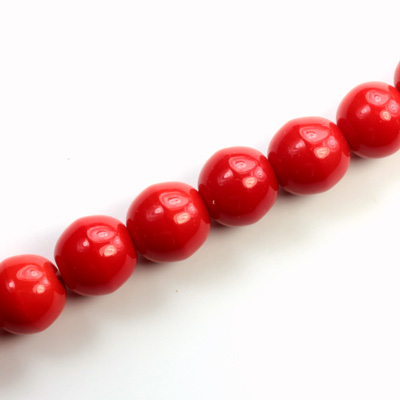 Czech Pressed Glass Bead - Smooth Round 10MM CHERRY RED