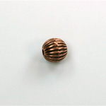 Metalized Plastic Bead - Ribbed Round Melon 08MM ANT COPPER