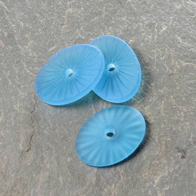 Glass Flat Back Sunray Engraved Cabochon - Oval 18x13MM MATTE AQUA