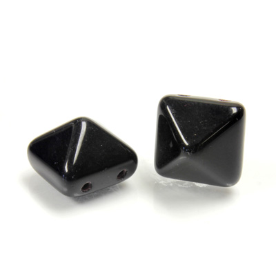 Preciosa Czech Pressed Glass 2-Hole Bead - Pyramid Studs 12x12MM JET